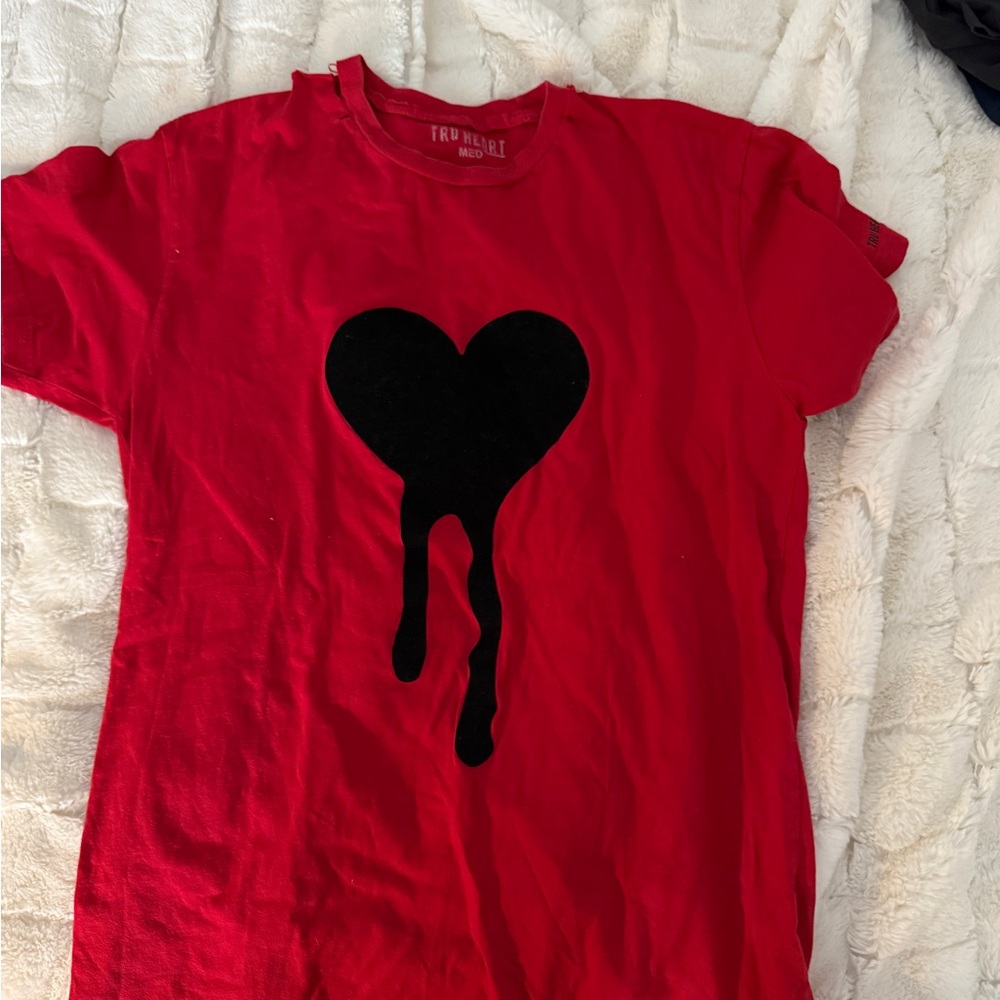 Red T-Shirt with Black Heart Design